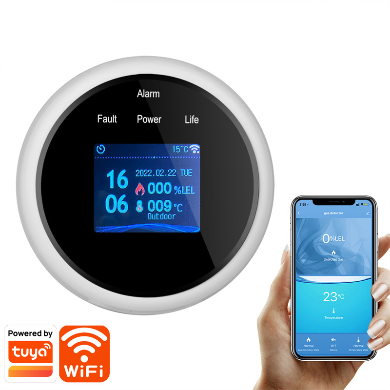 Graffiti Intelligent WiFi Gas Detector Smart Home LCD display Wireless LPG Leak Sensor App Alarm Reminder USB Power Supply