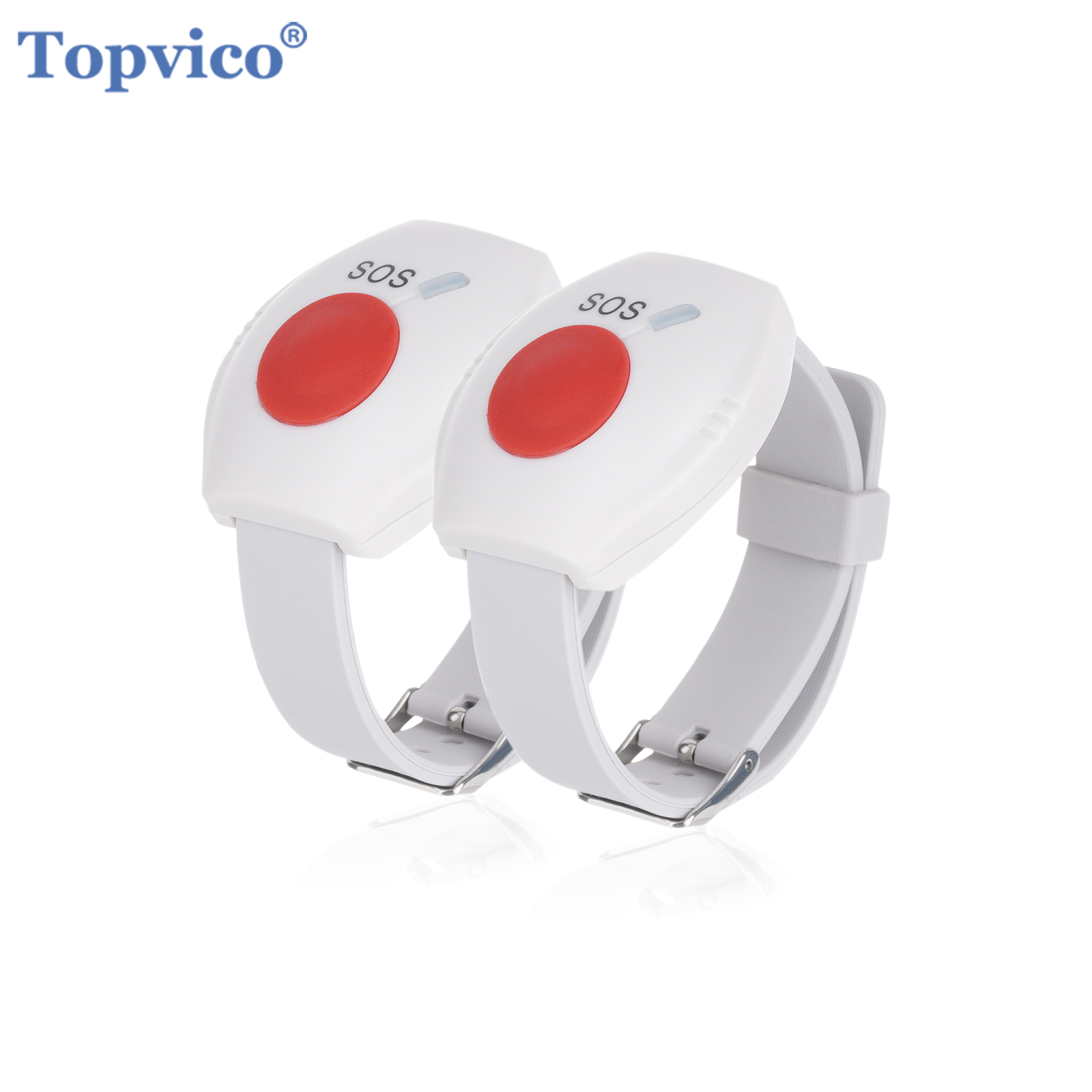 Topvico 1 / 2pcs Panic Button RF 433mhz SOS Emergency Button Elderly Alarm Watch Bracelet Old People Home Security Alarm System