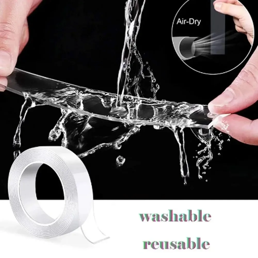 Transparent Nano Strong Tape Reusable Heat Resistant Waterproof Double Sided Tapes Bathroom Kitchen Wall Decoration Accessories