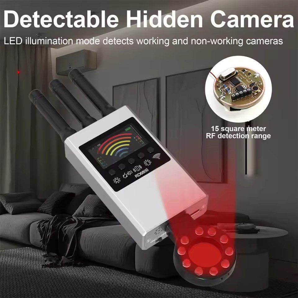 Wireless RF Signal Detector Hidden Bug GSM Audio GPS Tracker Mini Camera Finder IR Scanning AI Standby  Automatic Metal Detector