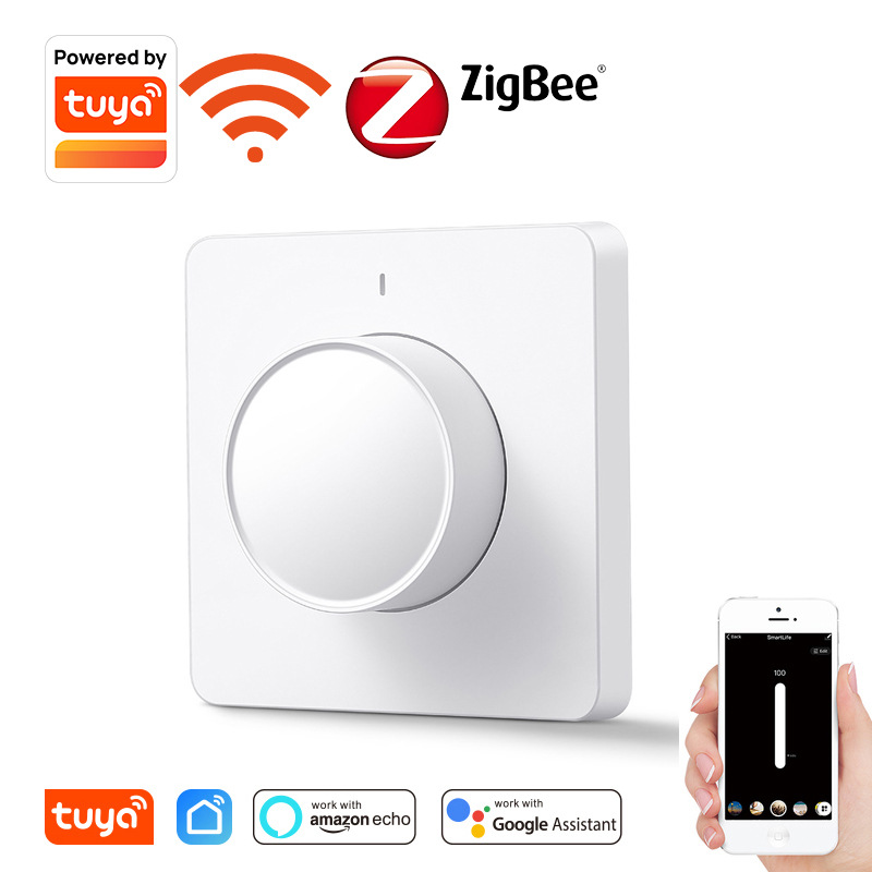 Tuya Smart Wifi/Zigbee EU Dimmer Light Switch Dimming Panel Wall Switch 220-240V Works with Alexa Google Home APP Control