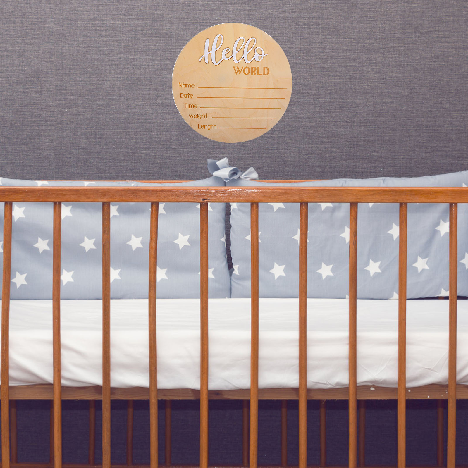 Round Wooden Baby Name Sign Newborn Birth Announcement Photography Prop Hospital Arrival Marker Infant Decor