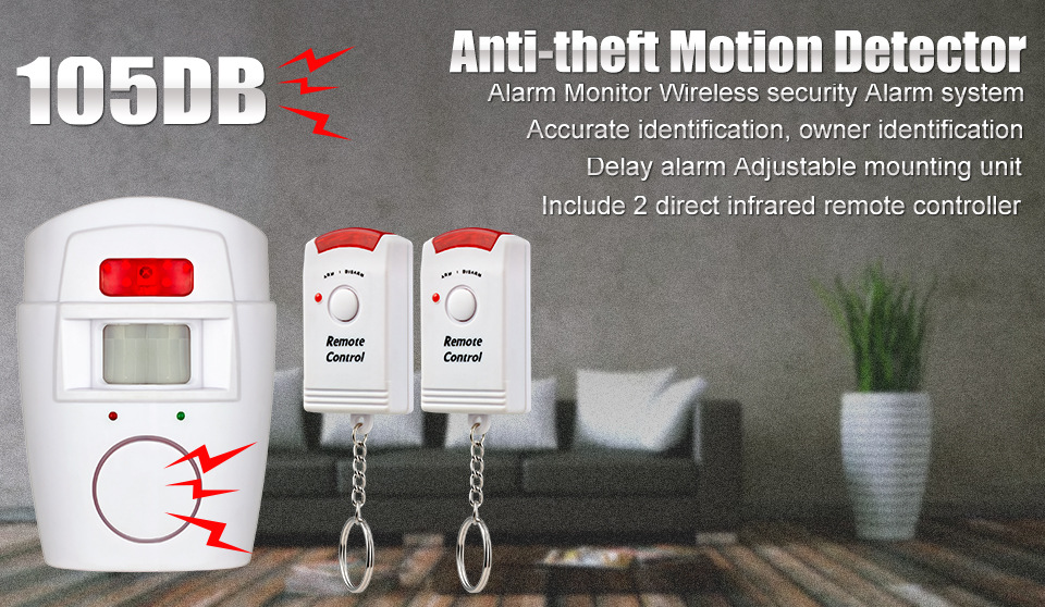 Wireless Remote Controlled Mini Alarm PIR Motion Detector Home Security Alarm Sensor