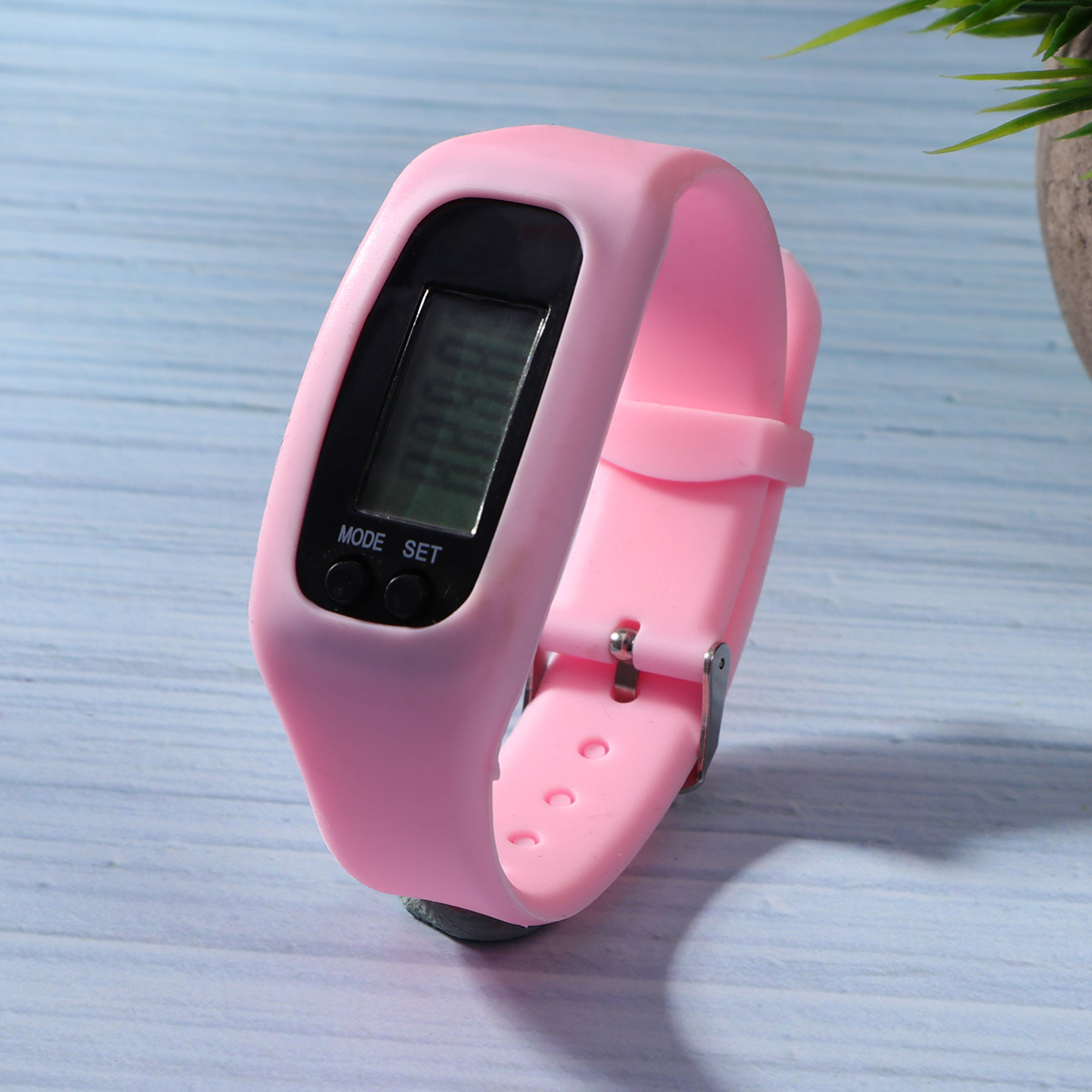 1pc Smart Pedometer Watch Sports Walking Running Counter Detachable Silicone Band Time Display For Hiking Camping Unisex Red