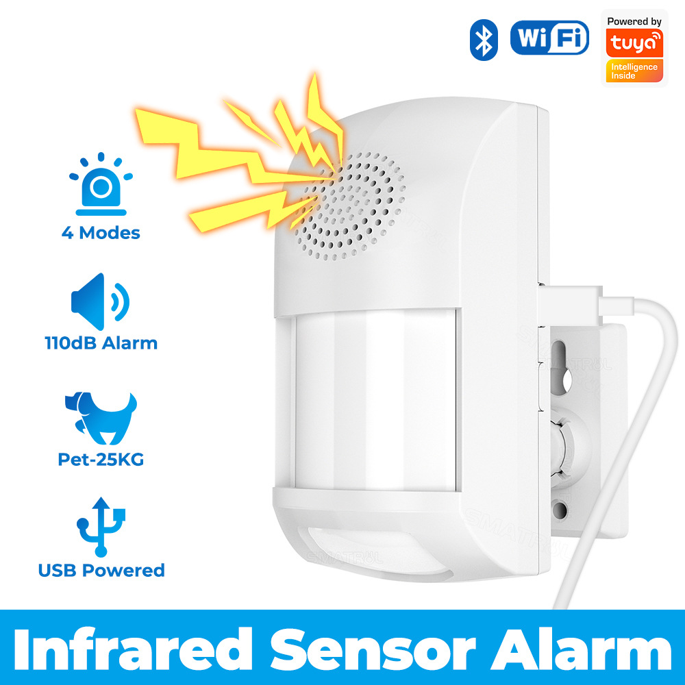 Remote Control Tuya WiFi Bluetooth Motion Infrared Human Body Sensor Anti-theft Detector Acousto-optic Alarm Timing Withdrawal
