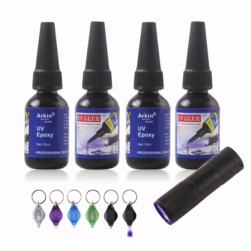 2Pcs UV Glue Ultraviolet Lamp Light Epoxy Instant Adhesive Super Strong Metal Glass Crack Frame Rhinestone Jewelry Fabric Bond