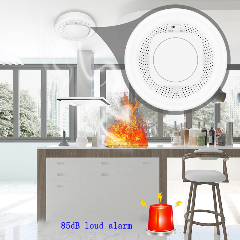 Kitchen Fire Detection Independent Combustible Gas Detecto Tuya ZigBee Remote Guard Alarm Wireless Smoke Sensor App Control