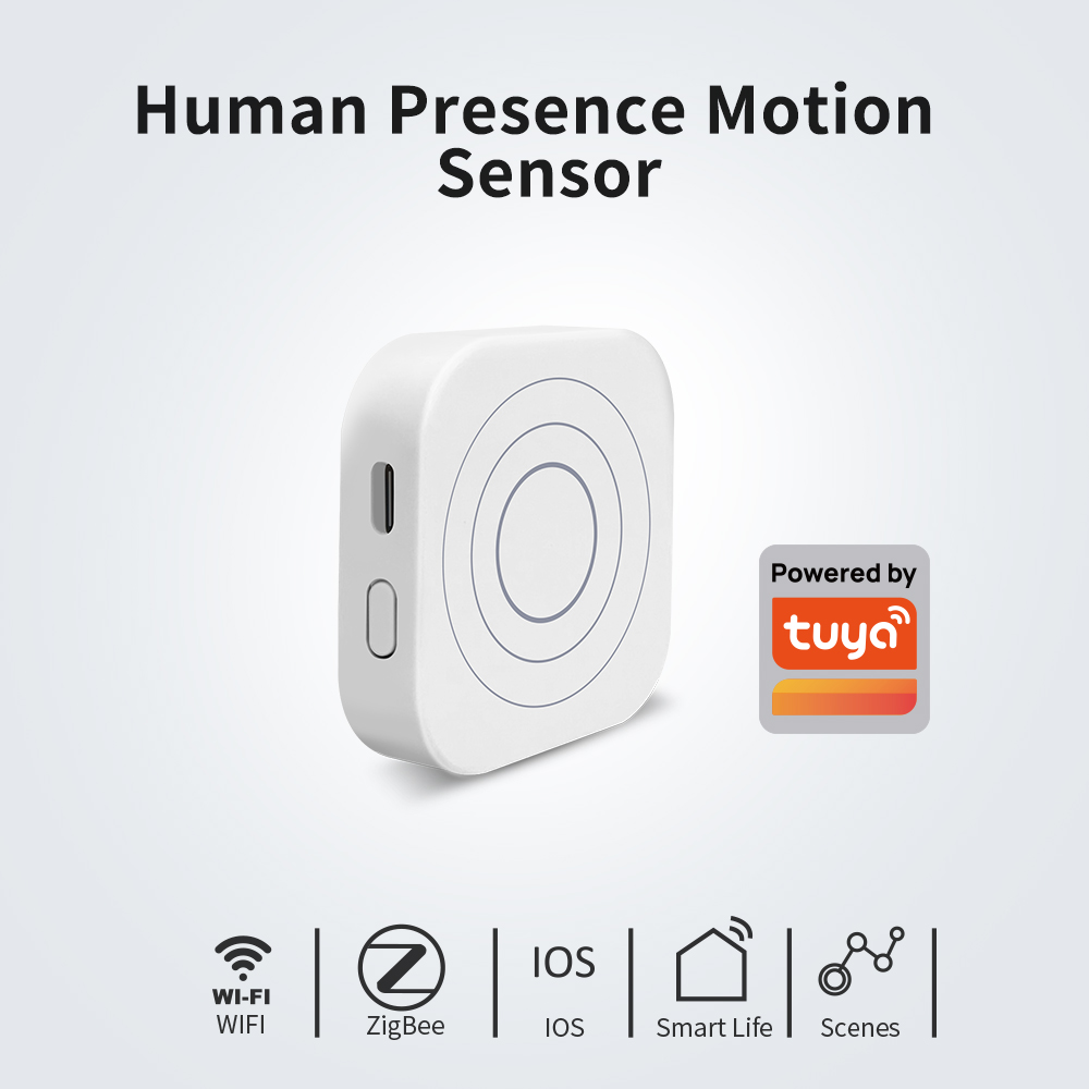 Tuya ZigBee/wifi Smart Human Presence Motion Sensor and detection 120 degrees distance 6m for Home Security Supports Smart Life