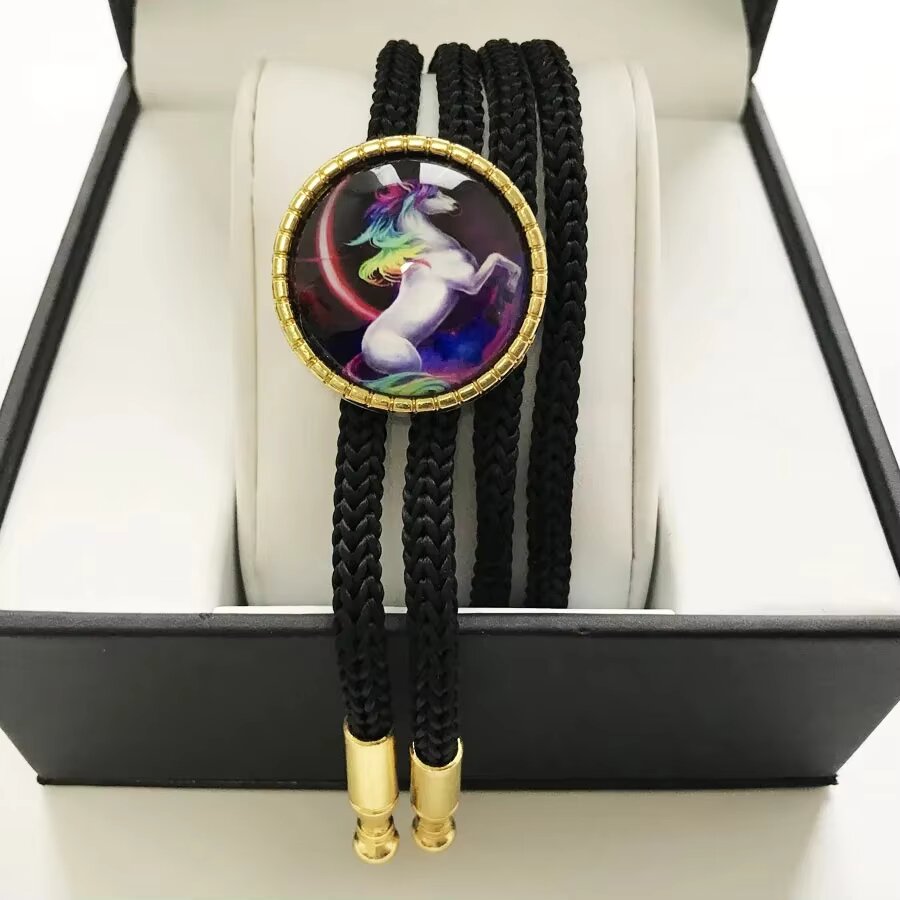 Bolo Tie Unicorn Music Skull Pattern Cowboy Fashion Bolo Ties Jewelry Bow Ties Neck Wear Necklace