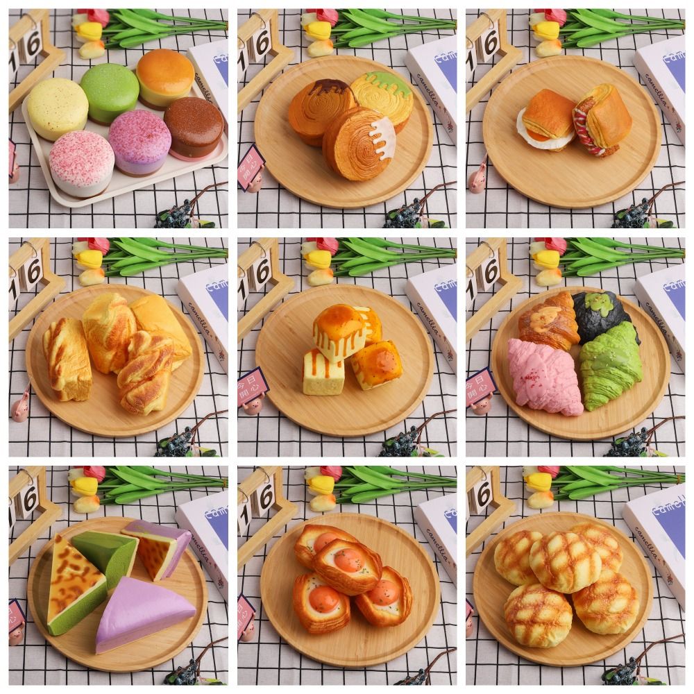Funny Simulation Food Baked Food Pinch Toy PU Cheese Cake Dessert Shaped Squeeze Toy Soft Croissant Puffs Slow Rebound Toy Kids