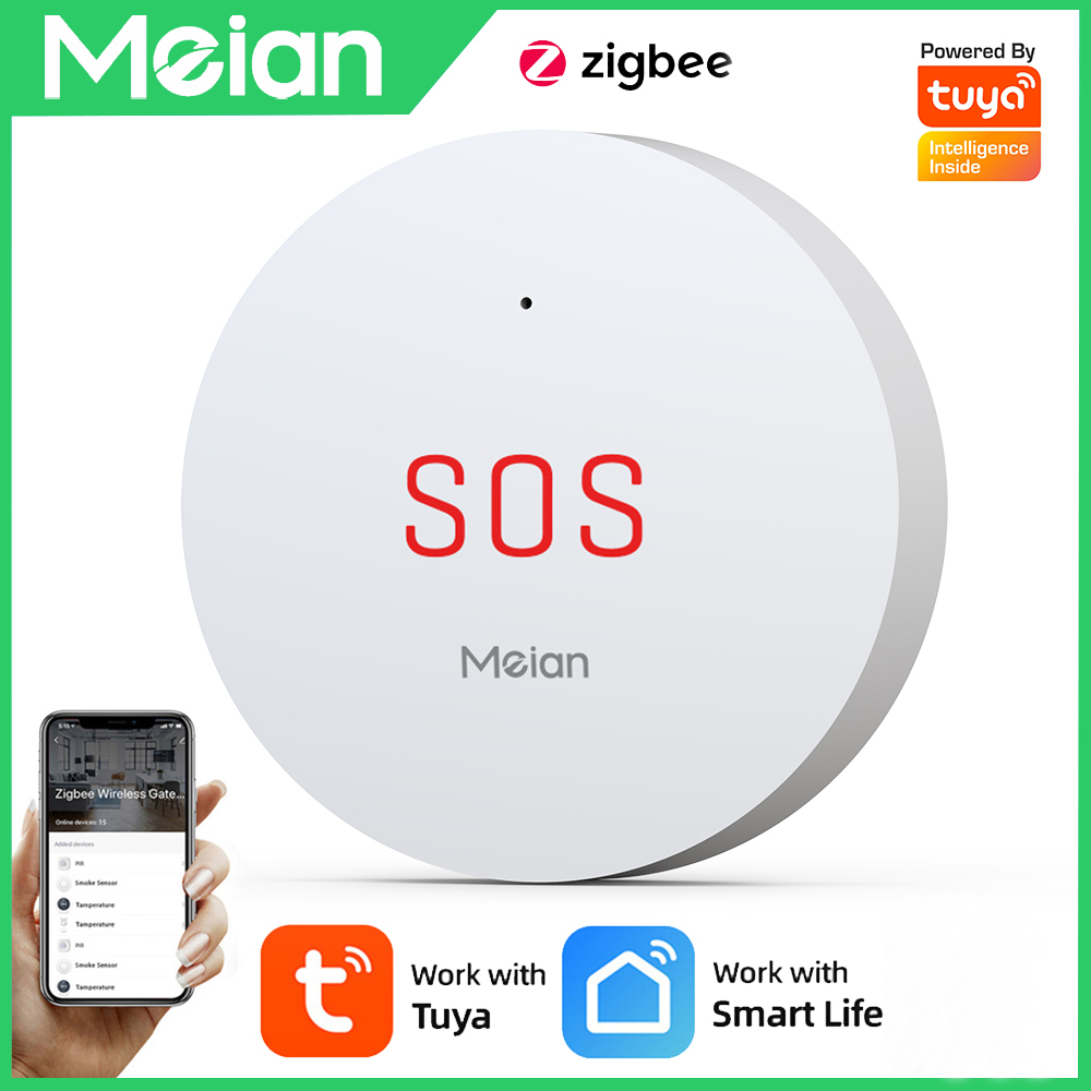 Meian Zigbee Tuya SOS Emergency Button Home Security Alarm System Wireless Alarm Button Work With Smart Life/Tuya APP and Hub