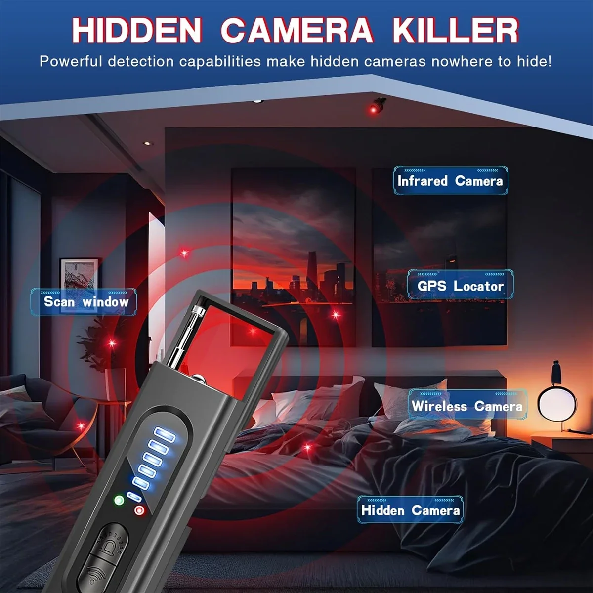 2025 New Camera Detector,Rf Wireless Signal Scanner, Camera Detector For Security Protection, GPS Tracking Detector &amp; Siren