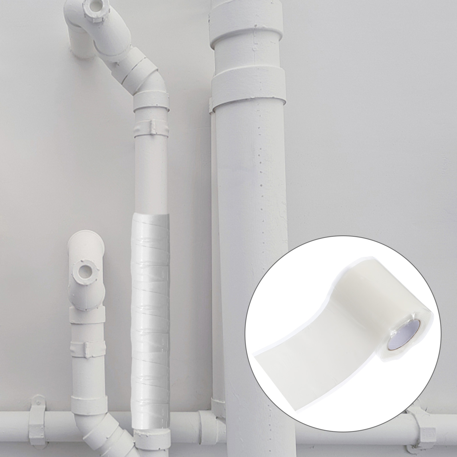 1 Roll Self-Sealing Rubber Tape Waterproof Leak Repair For Pipes Pvc Cast Iron Hose Sealant Heavy Duty Weatherproof