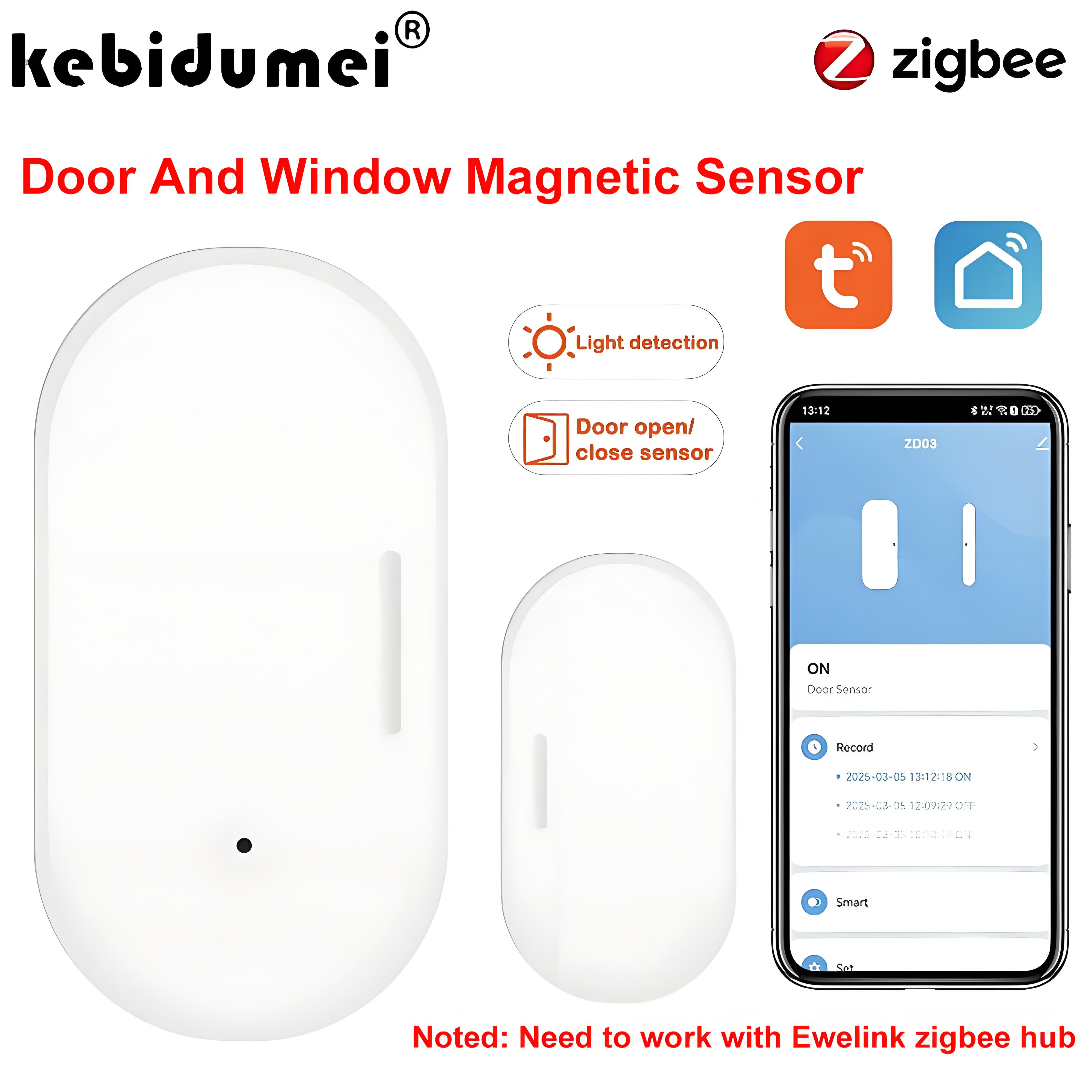 2-IN-1 Tuya Zigbee Door Sensor+light detection Window Detector Magnetic Sensor Smart Home Security Protection Remote Monitor APP
