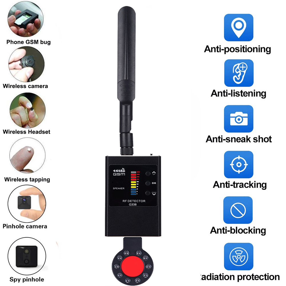 Professional Anti-spy Detector Camera GSM Audio Bug Finder GPS Signal Lens RF Tracker Detect Wireless Listening Device Scanner