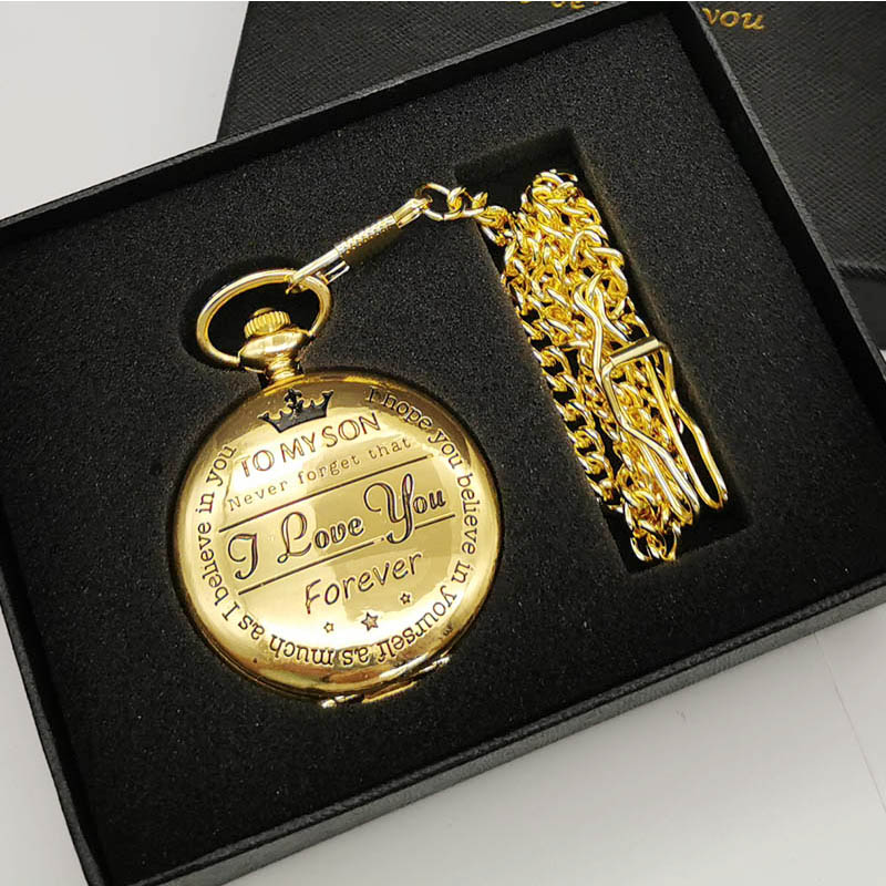 Best Gift Quartz Pocket Watch Chain To My Son Necklace Fob Watches Men Children&#039;s Day Kids Boy Gift Present Reloj De Bolsillo