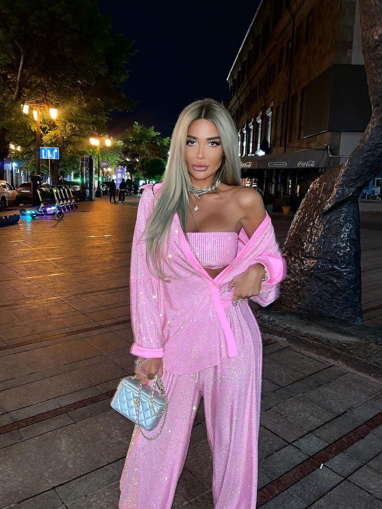 Celebrity Attire Suits For Woman Sexy Sparkle Diamonds 3 Piece Pants Set Long Sleeve Top + Bra + Trousers Suit Set Party Evening