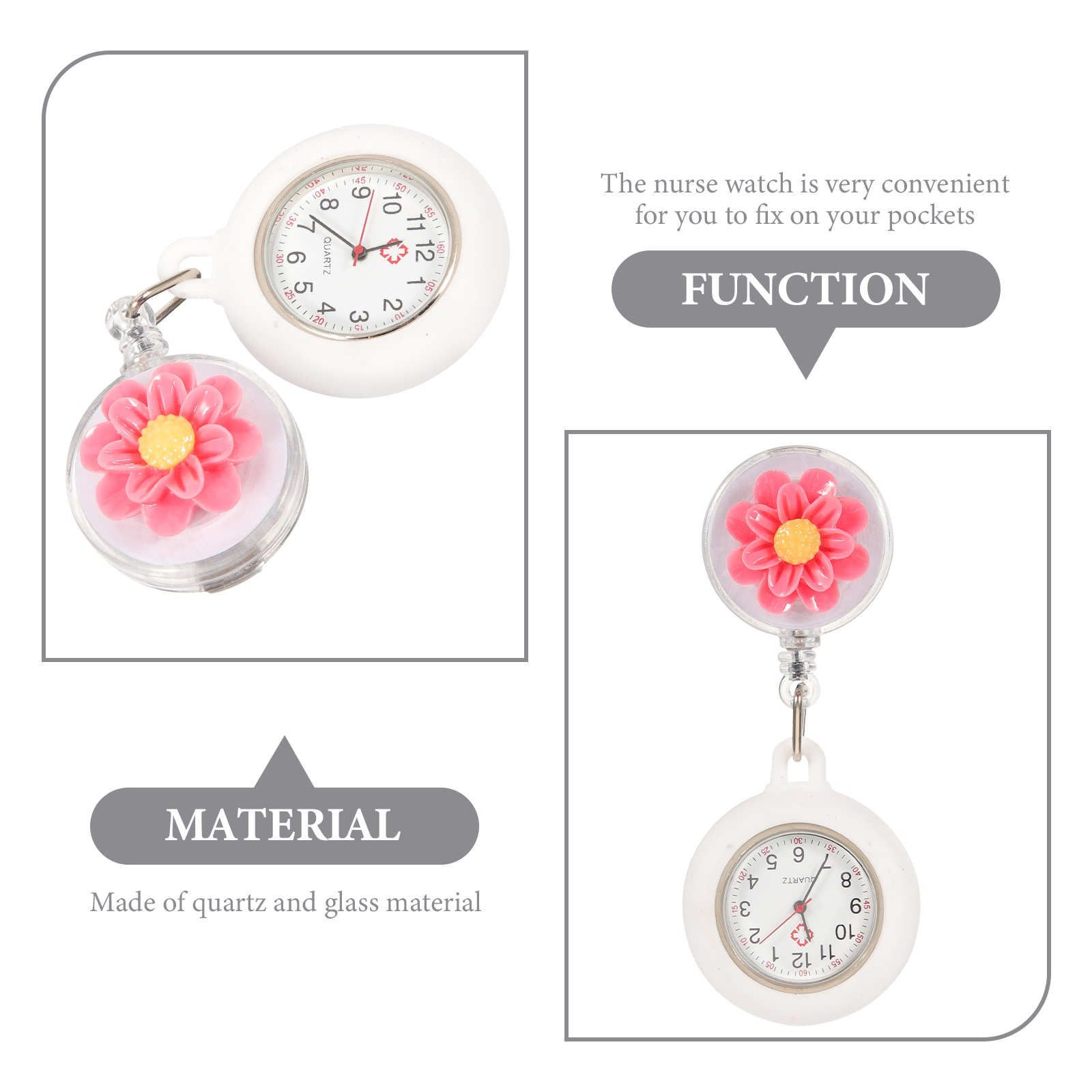 Nurse Pocket Watch Retractable Clip on Hanging Lapel Fob Digital Nursing Watches Portable Durable Accurate Time