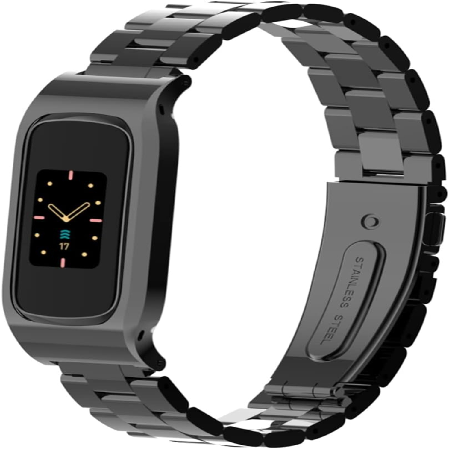 Upgrade your tracker to the eLuxe Fitness Tracker with this chic and sophisticated stainless steel band. Elevate your style and