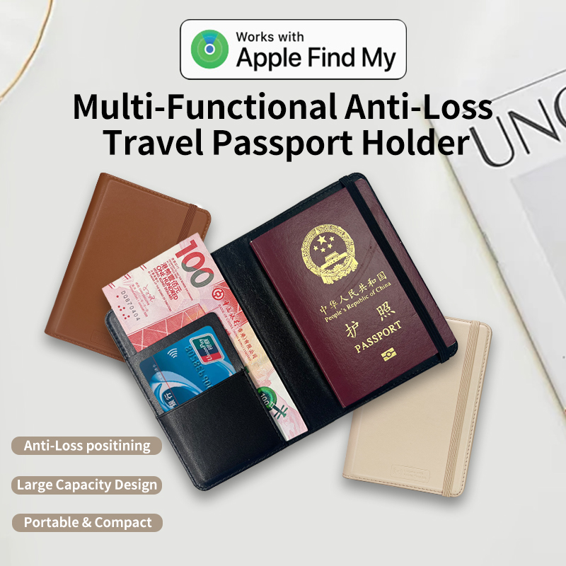 Passport Holder work with ios find my tracker travel Documents finder GPS locator passport cover tracker for Travel Essentials