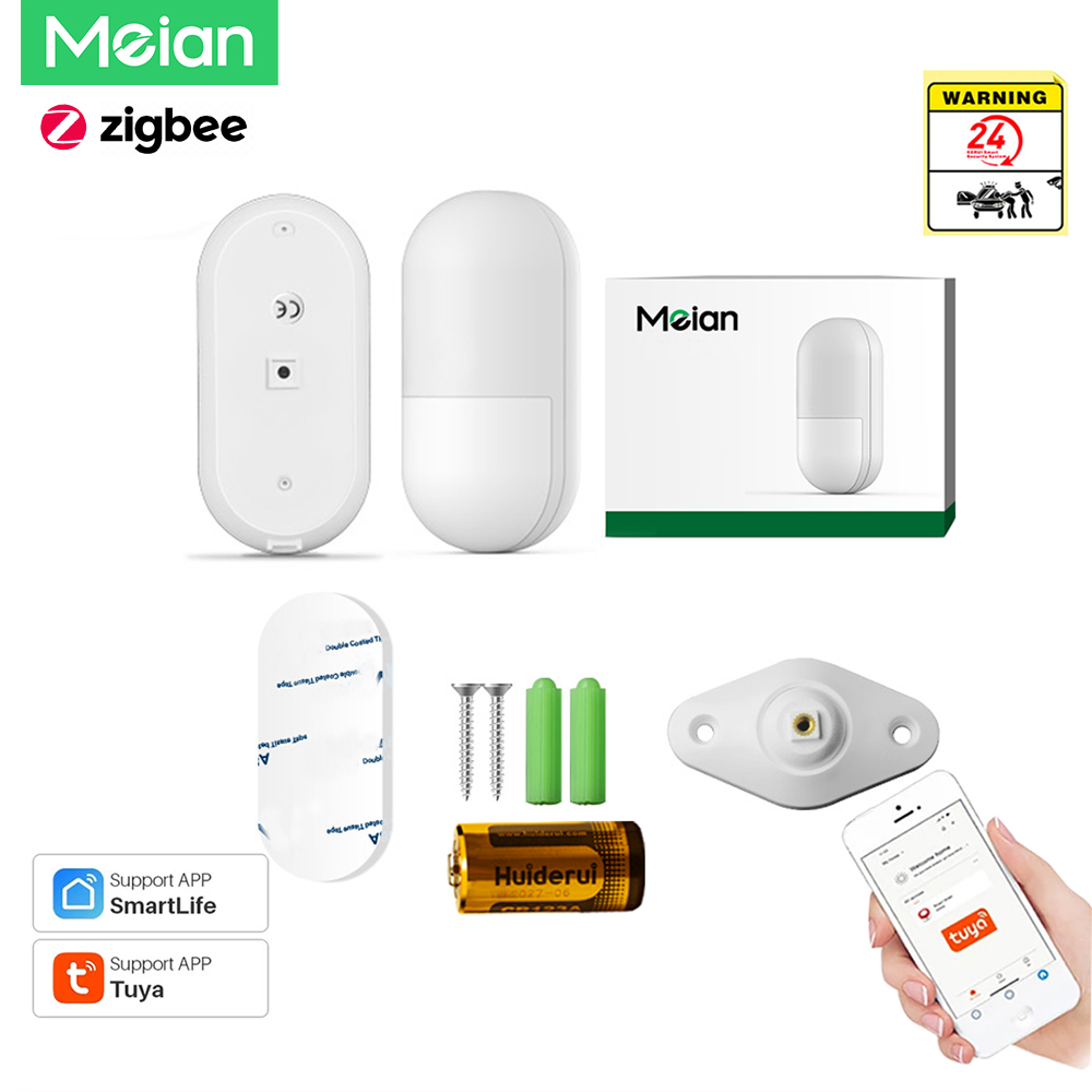 Meian Tuya Zigbee Human PIR Motion Sensor Infrared Detector Smart Home Alarm Security Smart Life Works with Zigbee Gateway