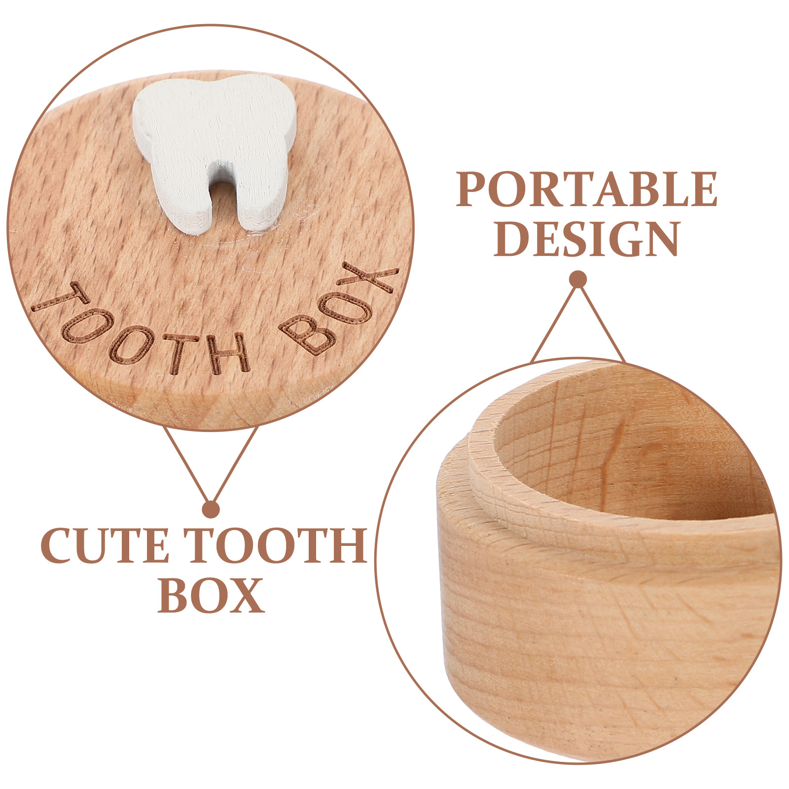 Newborn Wooden Kids First Tooth Case Gift Infant Baby Keepsake Holder