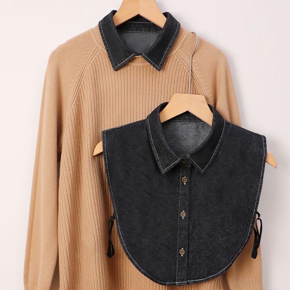 Fake Collar Blouse Elegant Ruffle Edge Blouse Versatile Adult Shirt Solid Color Lapel Blouse Top Sweater Cotton False Collars