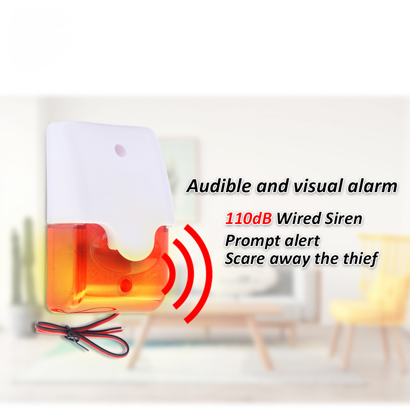3PCS 1PCS Indoor 12V Wired Siren with Red Light Flash 110dB Sound Prompt Alert for House Smart Life Security Protection