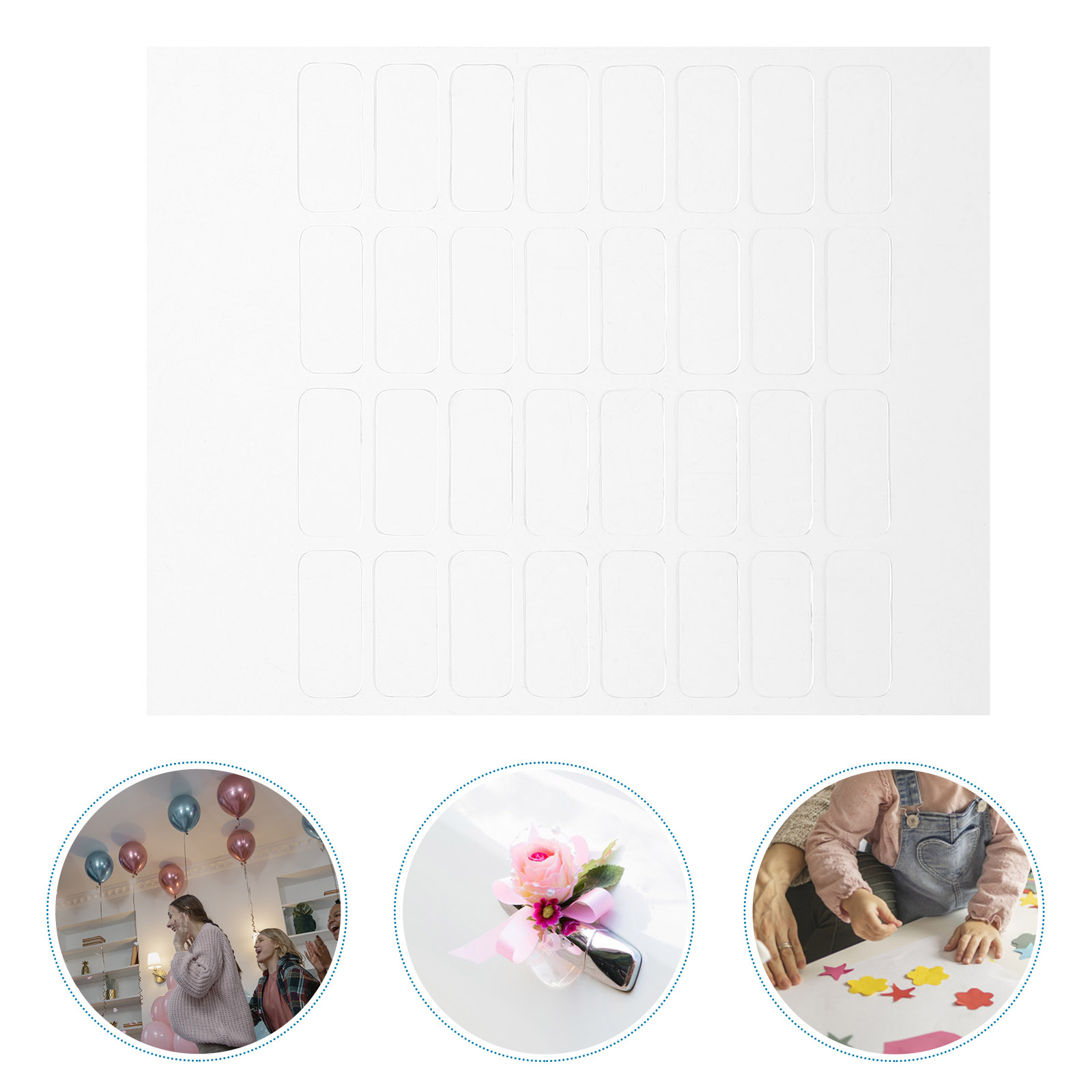 64 Pcs Hook Strong Glue Craft Adhesive Tape Transparent Film Acrylic High Viscose Double Sided Dots Strips