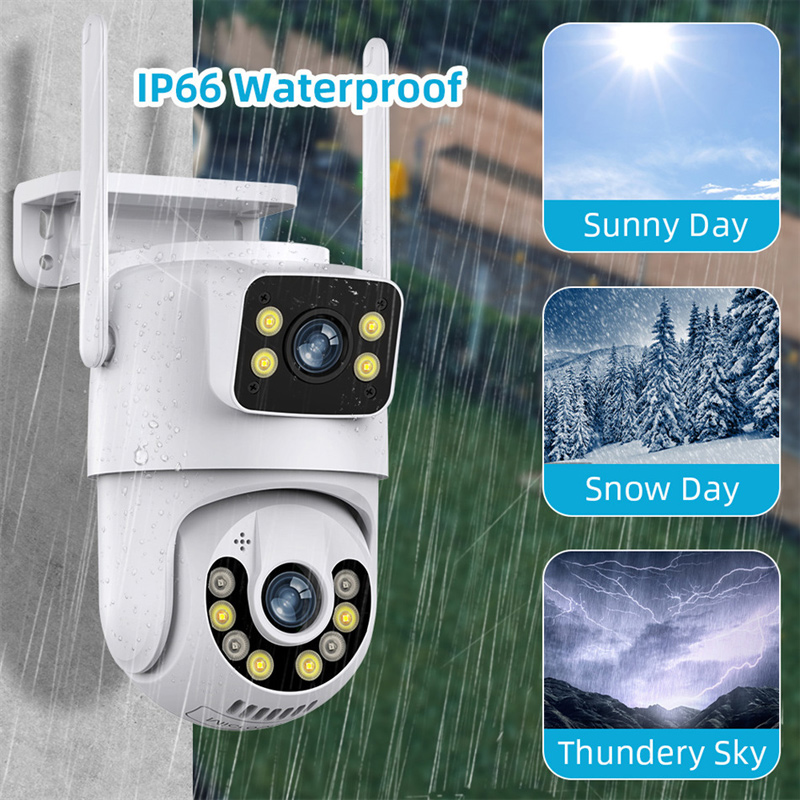 8MP Outdoor Smart Motion Detect Alert Dual Lens WiFi Camera Human Auto Tracking Two-way Audio IP66 Waterproof Audible Alarm