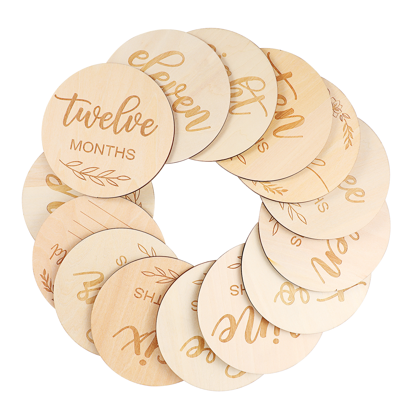 Wooden Baby Month Slices 12 Monthly Milestones for Boy Girl Announcement Props Sign Card Newborn Pennant Photography Eco