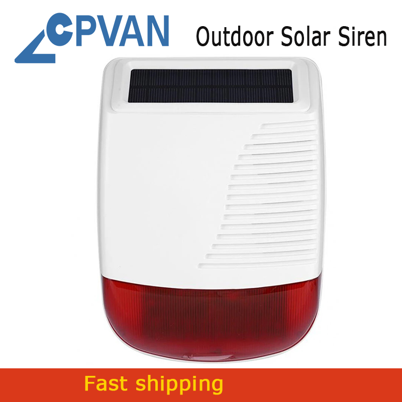 CPVAN 433Mhz 110dB Outdoor Solar Wireless Siren Loudspeaker Waterproof Strobe For Smart Home Security Burglar Alarm System