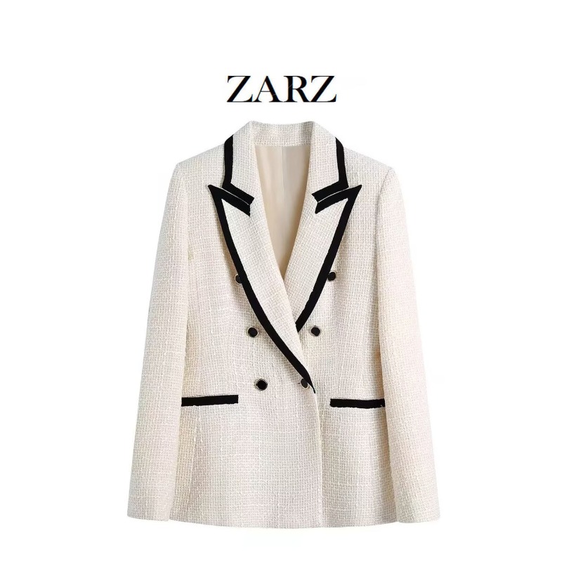 New Women&#039;s Clothing The Fashion of Style of White Contrast Color Fringed 2024 New Blazer Women Personality Fashion All-match