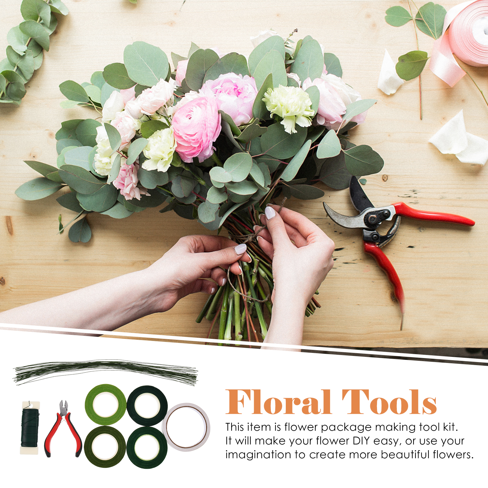 1 Set Diy Flower Arrangement Tapes Kit Floral Art Tools Flower Wrapping Supplies Premium Stem Wire Durable Floral Tape Tools