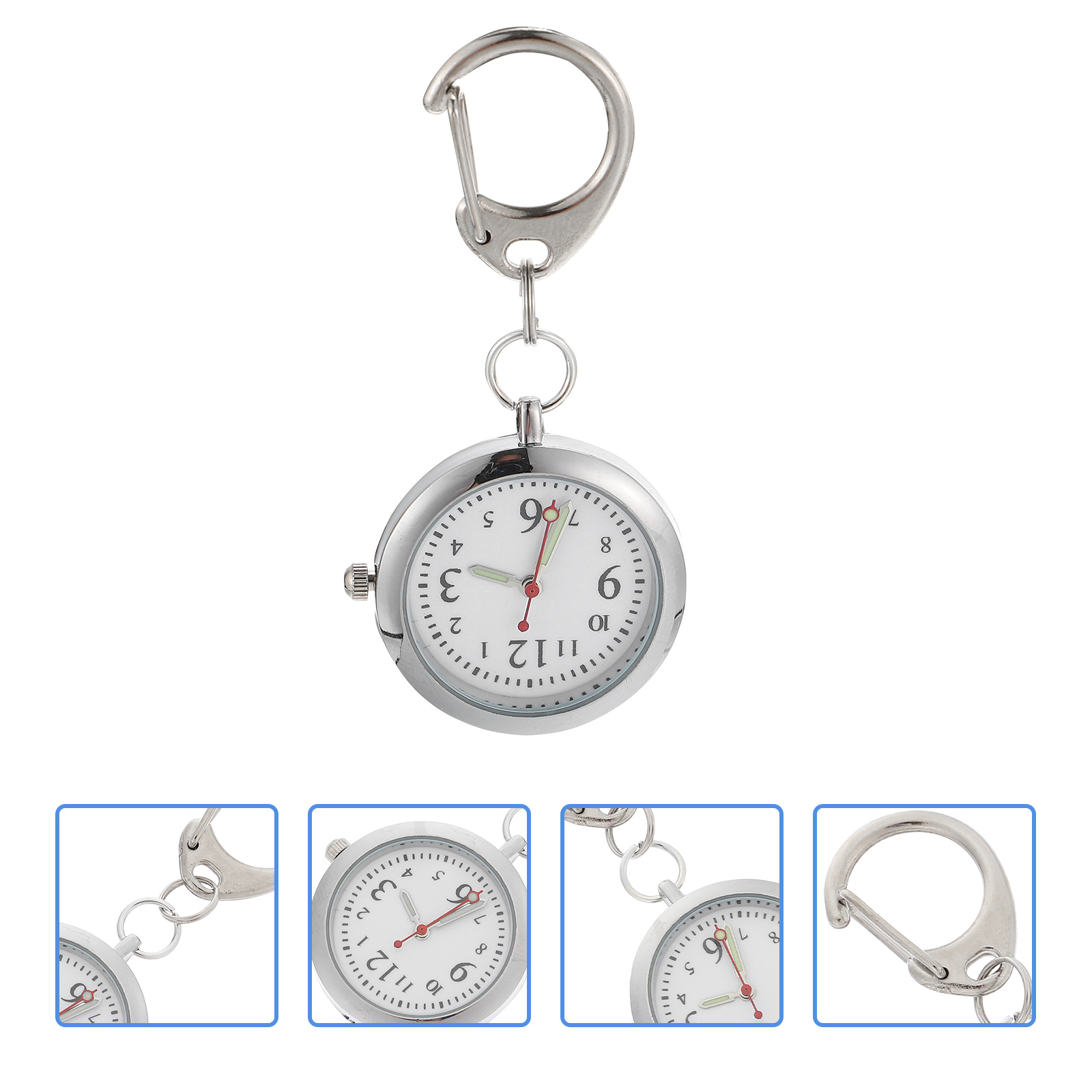 Glow Luminous Keychain Watch Pocket Nurse Digital Stainless Steel Night Glowing Clip Hanging Hospital Use Portable