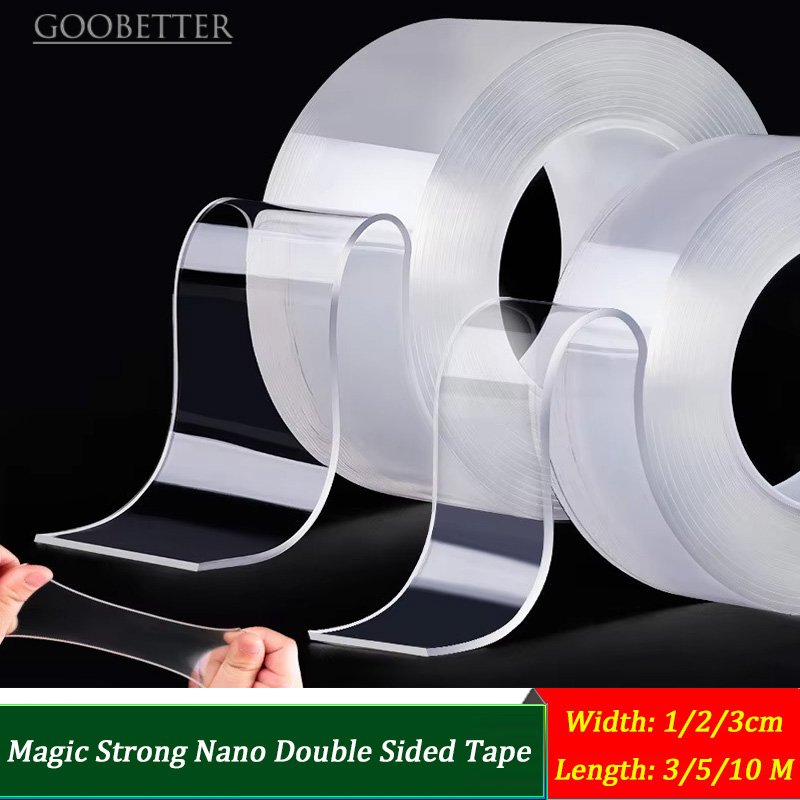 Transparent Double-Sided Adhesive Nano Strong Sticky Tape Removable Washable Nano Tape Length 3/5/10meters Width1/2/3cm