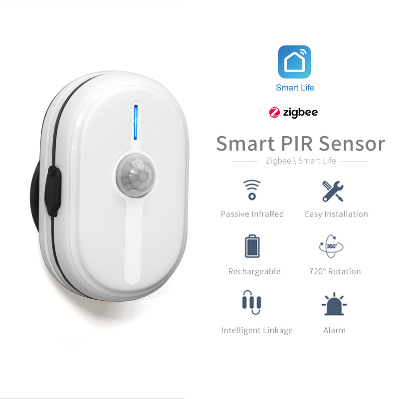 Tuya Zigbee Intelligent Infrared Human Body Detector Rechargeable/Rotatable/Foldable Smart PlR Sensor Anti Thief Abnormal Alarm