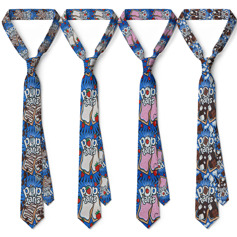 New Fashion Food Art Printing Men Tie Funny 8CM Slim Business Formal Necktie Daily Date Novelty Halloween Party Tie For Unisex