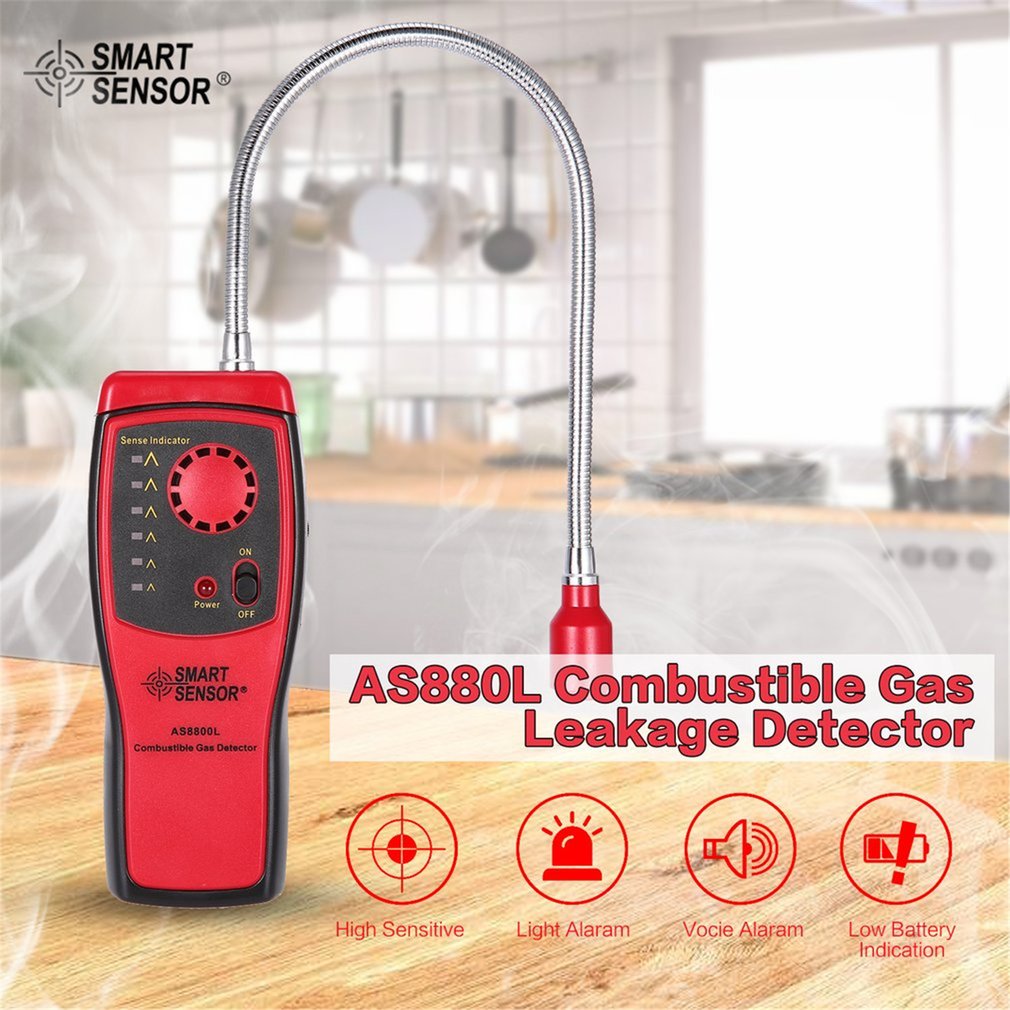 AS8800L Combustible Gas Detector SMART SENSOR Flammable Natural Gas Leakage Tester Tool Methane Gas Leak Detector Analyzer