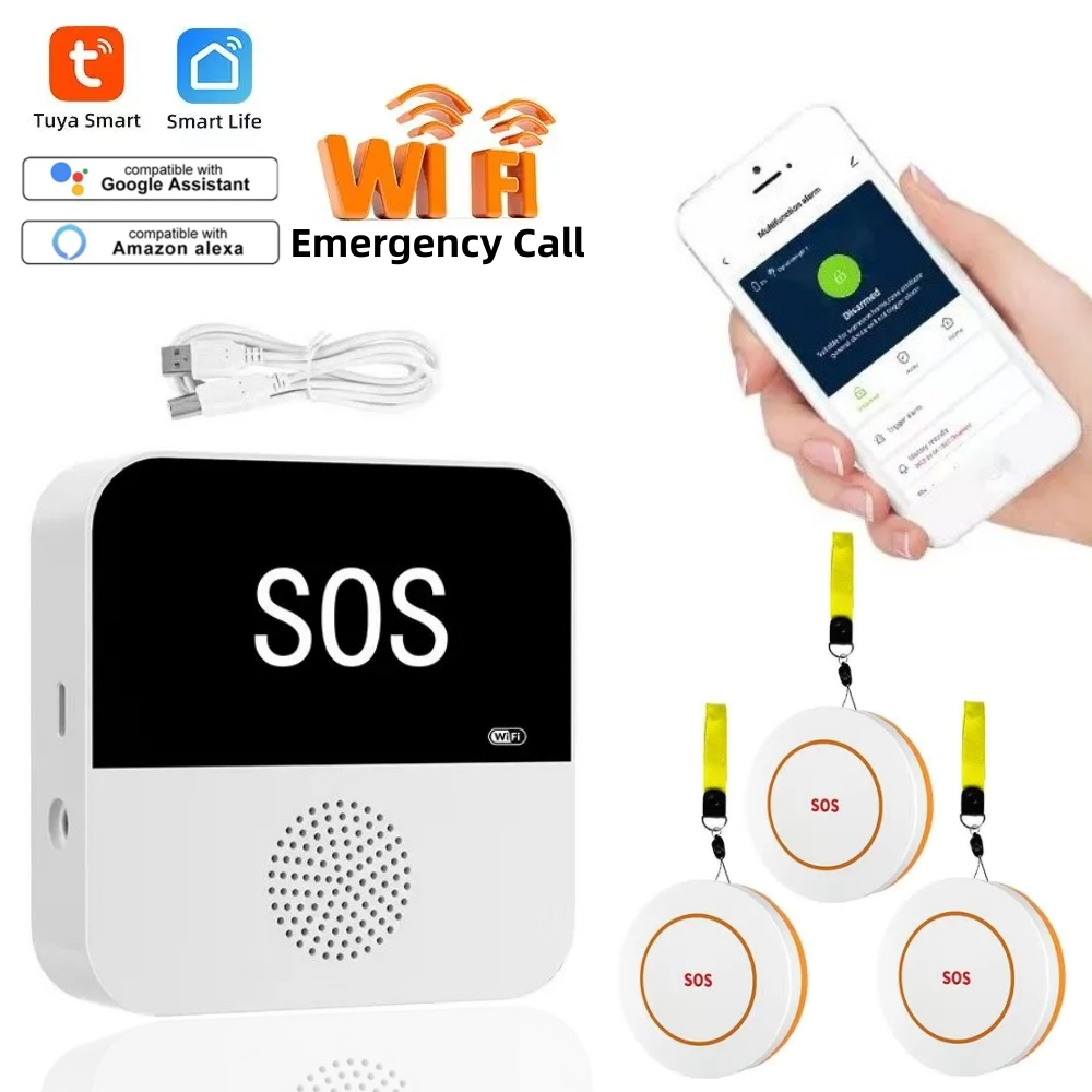 Tuya Smart Elderly Caregiver Pager SOS WiFi Call Button Emergency SOS Medical Alert System for Seniors Patients Elderly At Home