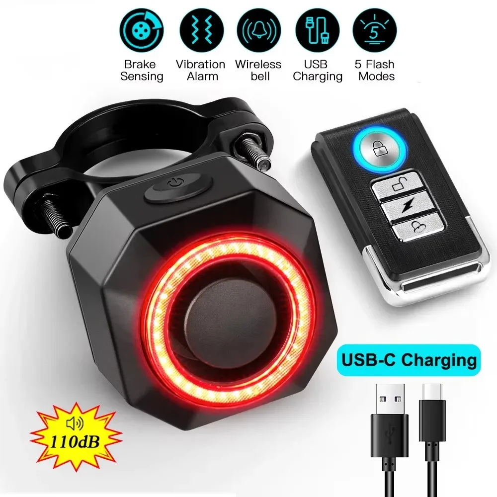 SF33R Bicycle Anti-theft Alarm Smart Brake Sensing Taillight Bell Function Wireless Remote Control Find The Vehicle Location