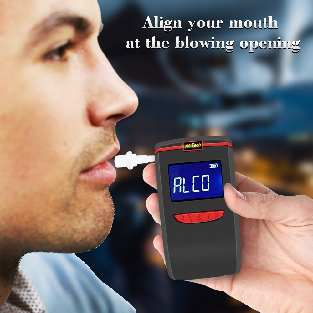 Mini Portable Air Blowing Alcohol Tester Semiconductor Wine Driving Detector Beep Prompt Precise Detection High Induction Chip