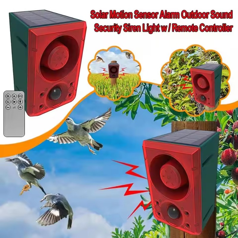 Extra Loud Volume Solar Alarm Animal Repeller Speakers Recording Motion Detection Alarm Sensor Flash Sensing for Home
