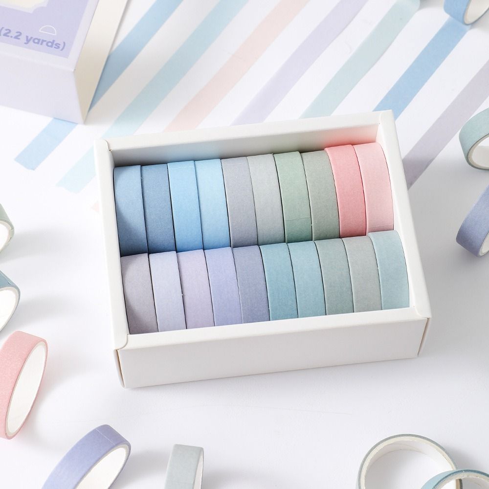 DIY Arts Crafts Thin Masking Tape Gift Wrapping Handbook Tape Tape Set Decoration Multiple Colors Decorative Tape Journaling