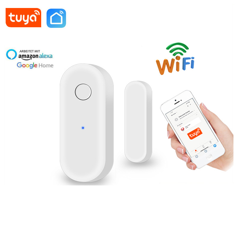 Wi-Fi Intelligent Door Magnetic Detector Graffiti Door and Window Intrusion Sensor Remote Receiving Alarm Google Home