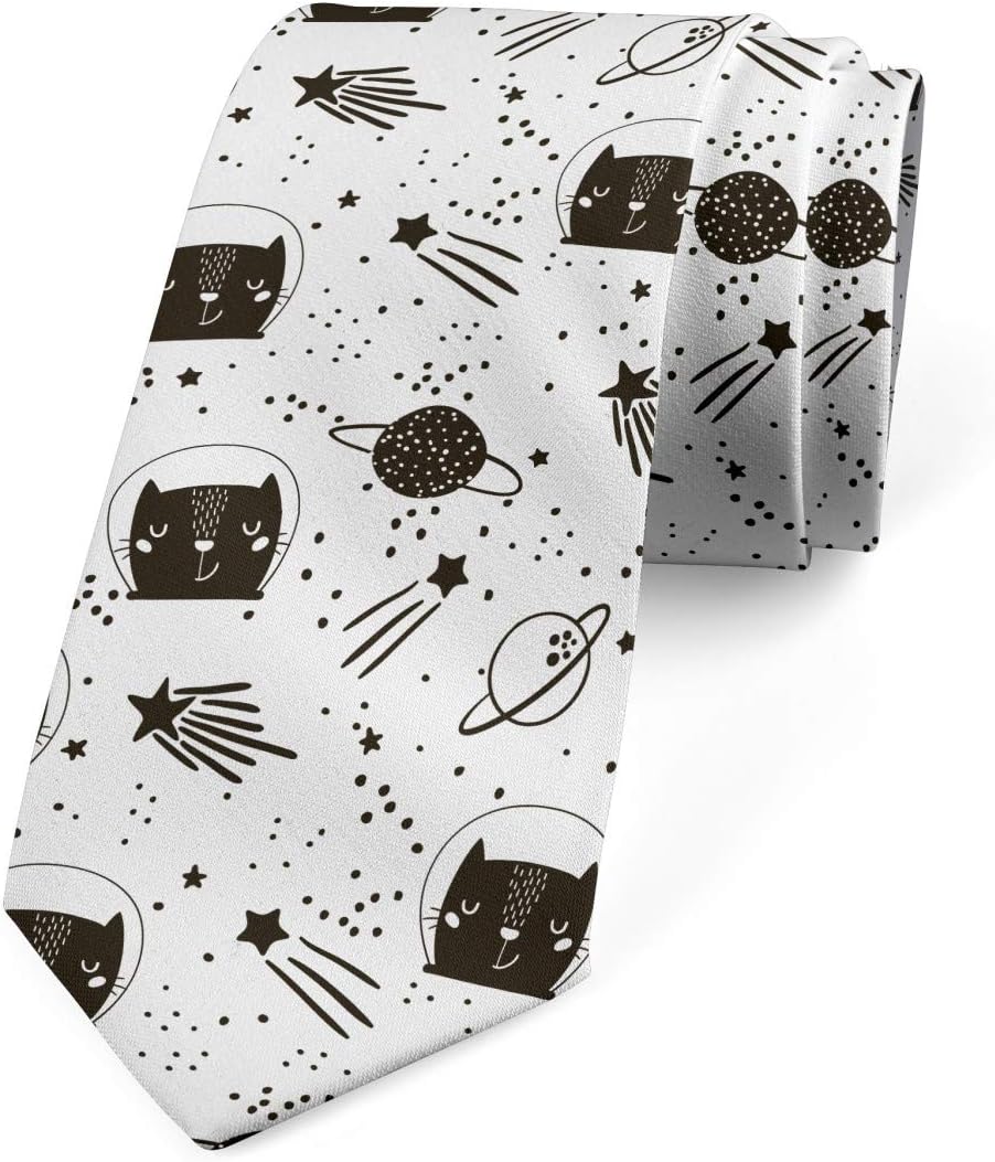 Manga Cats Space Ambesonne Multicolor Modern Men&#039;s Tie Print One Size Festival Fashion Novelty Silm Necktie