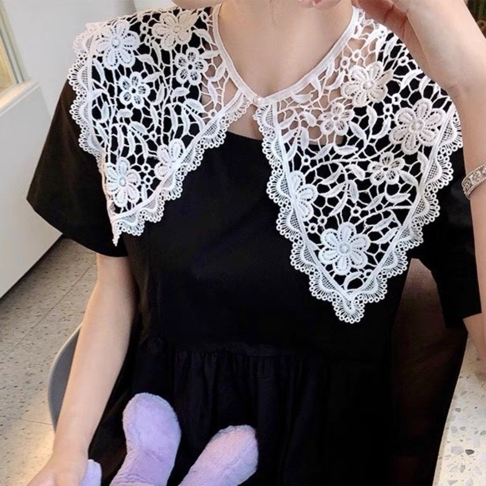 Sweet Hollow Out False Collar Knitted Round Neck Crochet Shawl Detachable Collar Scarf Accessories Clothes Decoration