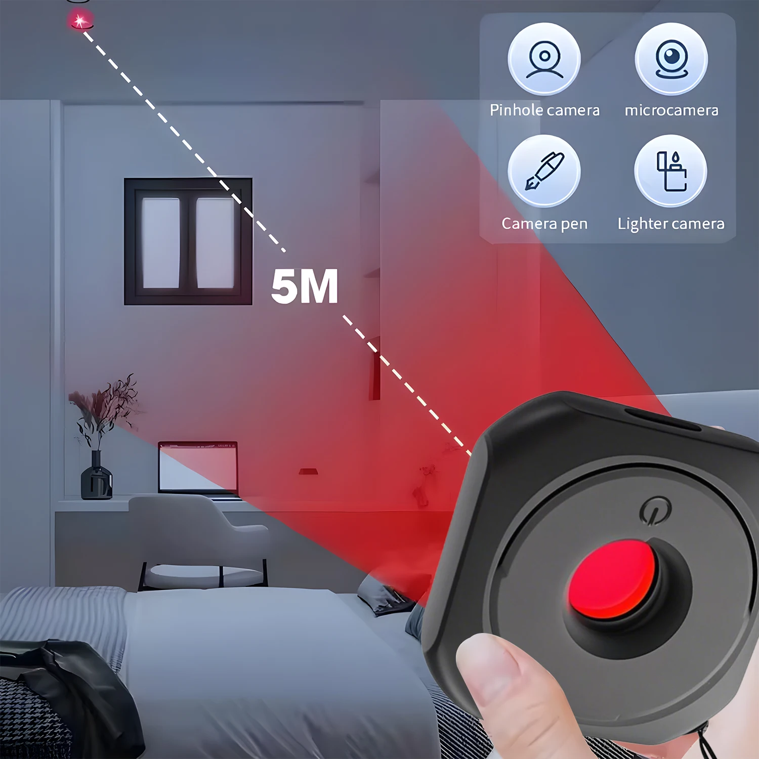 Portable Hidden Camera Detector Spy Camera Finder for Hotel Anti Peeping Device Anti Surveillance Inspection Travel Accessories