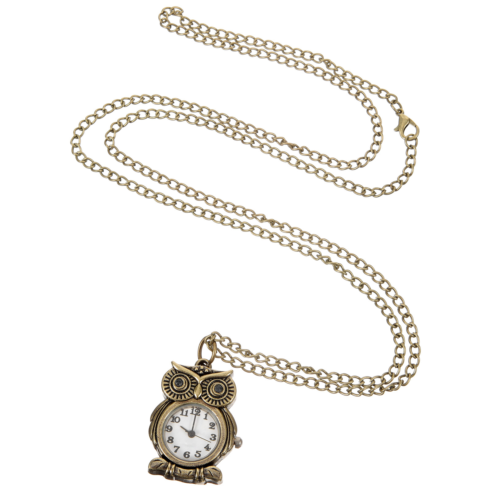 Owl Pocket Watch Retro Quartz Watches for Women Men Students Small Size Metal Chain Decorative Jewelry Accessories