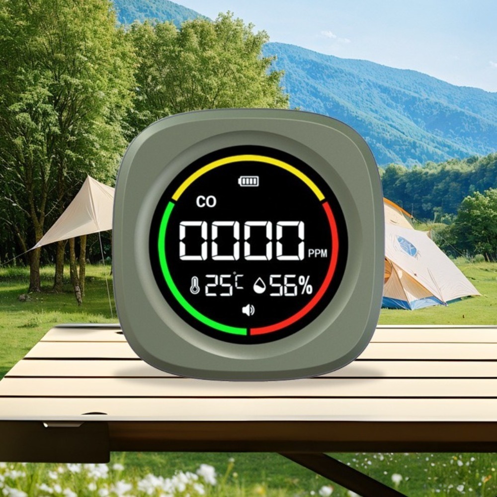 3 in 1 Carbon Monoxide Detector Rechargeable Magnetic Temperature Humidity Detector High Definition LCD Display